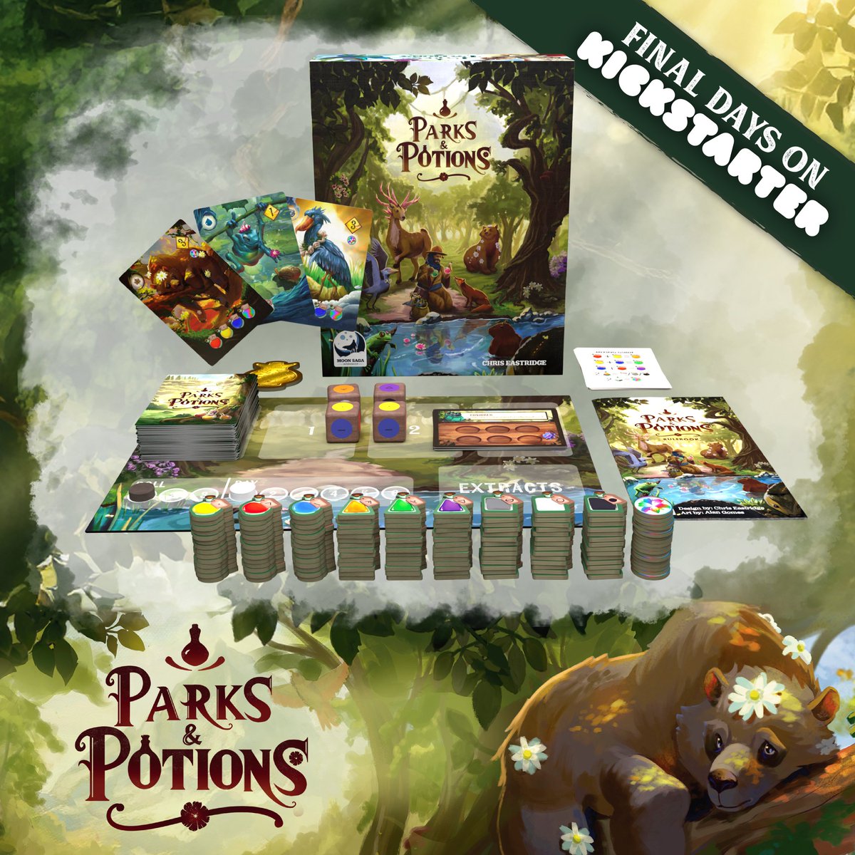MoonSagaWS's tweet photo. Less than 24 hours left to back Parks & Potions! Don't miss your chance!
https://t.co/NBKp6heRuM

#cardgame #tabletop #tabletopgames #games #gaming #gamenight #familygames #boardgamegeek #bgg #kickstarter #crowdfunding #gamedesign #gamedev #tabletopgame #boardgame #gamefound #boardgamers #boardgamephotos #tabletopgamer #nerd #dice #dnd #boardgamesofinstagram #boardgamecollection #parksandpotions #moonsagaworkshop