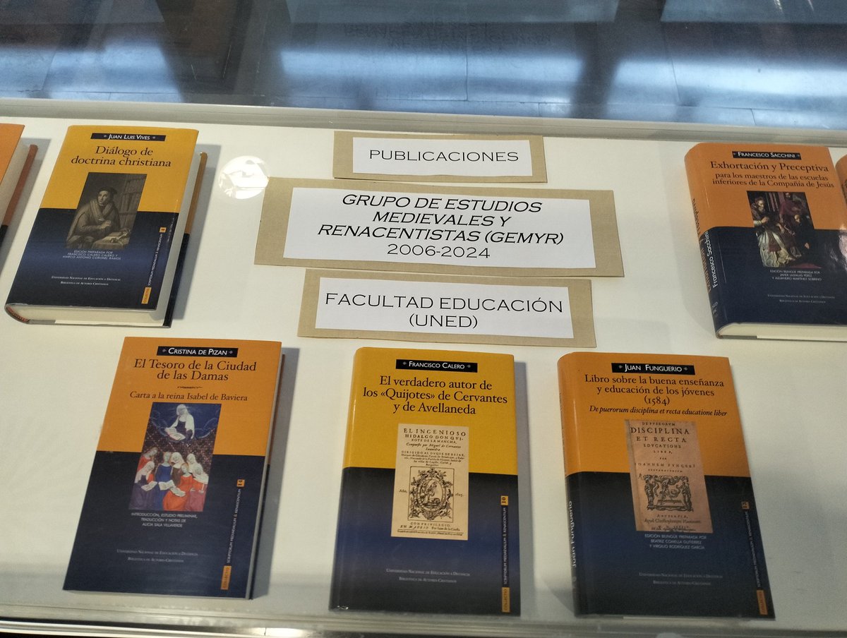 beatriz_comella's tweet photo. Te invitamos a la Exposición de libros 📚 publicados (2006-2024) por el Grupo de Estudios Medievales y Renacentistas (GEMYR) Facultad Educación UNED @EducacionUNED @UNED    junto a la @Biblioteca_UNED Norte📙📘 https://t.co/MYds0U7OEz