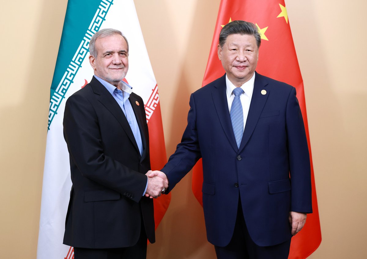 President Xi Jinping met with Iranian President Masoud Pezeshkian. No matter how the international and regional situation evolves, China will steadfastly develop friendship and cooperation with Iran. China congratulates and welcomes Iran's