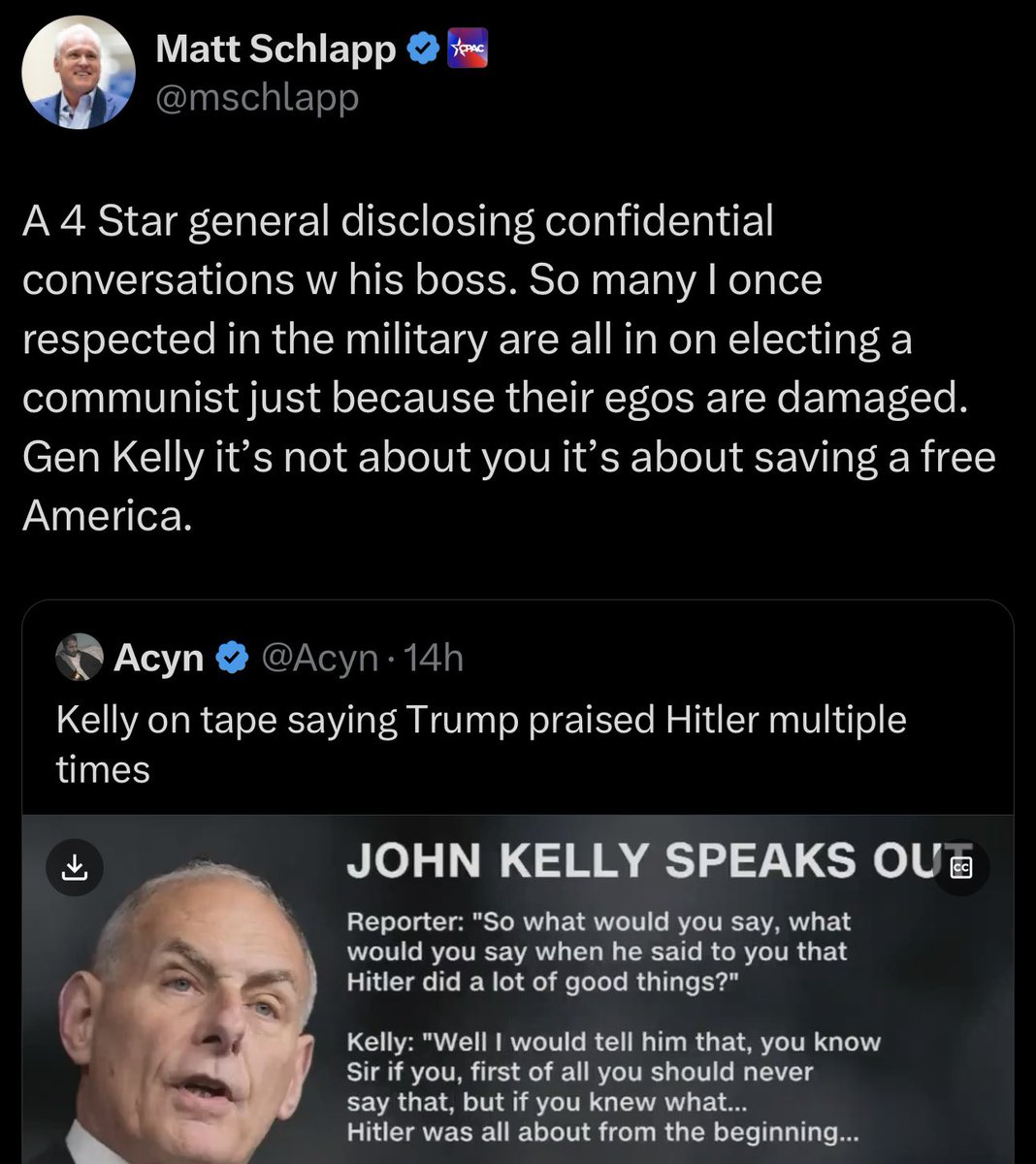 So the real issue here is that he disclosed what Trump said to the American people? That’s the issue? Disclosure?
