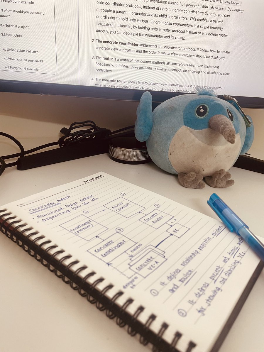 Reading new things to implement in my personal project!

Currently exploring the Coordinator Pattern for iOS!  🙌🏻