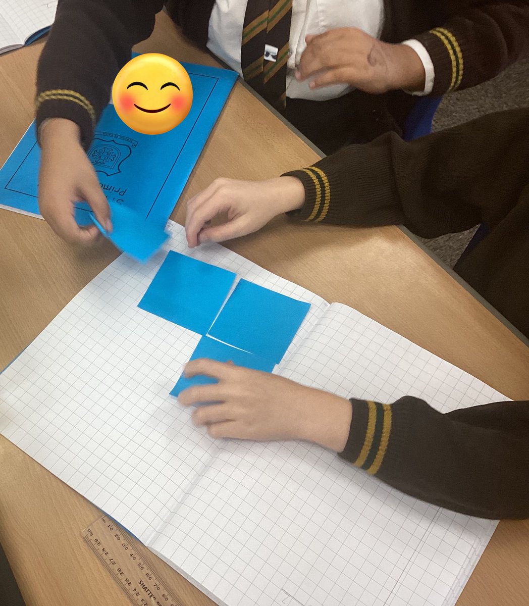In Maths, we used sticky notes to see how many different shapes we could create with an area of 4 squares in under 2 minutes😁👏🏼