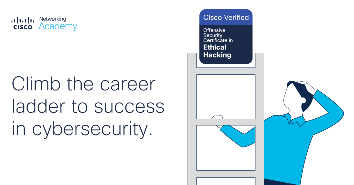 CiscoNetAcad's tweet photo. Our Cisco Certificate in Ethical Hacking not only offers:

#Cybersecurity skills ✅️

Domain-specific digital badges ✅️

You also get real-world offensive security experience that will help boost your career! 🚀

Dive in: https://t.co/i5nkojuDJO https://t.co/S1X0zkCkrb