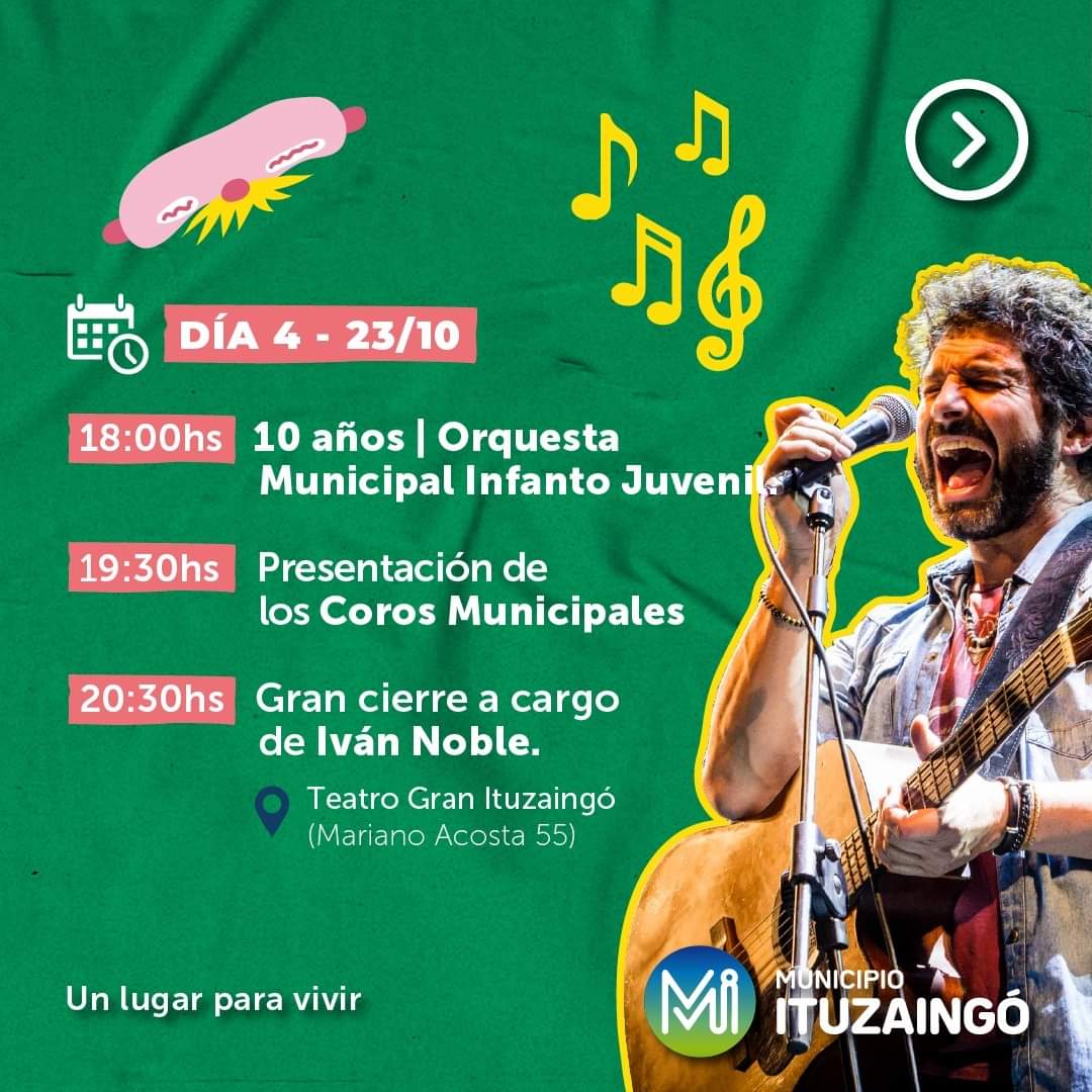 UdaondoG's tweet photo. ¡Celebramos juntos los 152 años de Ituzaingó! 

 Deslizá y conocé el cronograma completo>>>

 Para el evento del día 23/10 las entradas se retiran en el CCI (Mansilla 893), a partir del lunes 21 de octubre de 08.30 a 20hs. https://t.co/gfqsu6uQzj