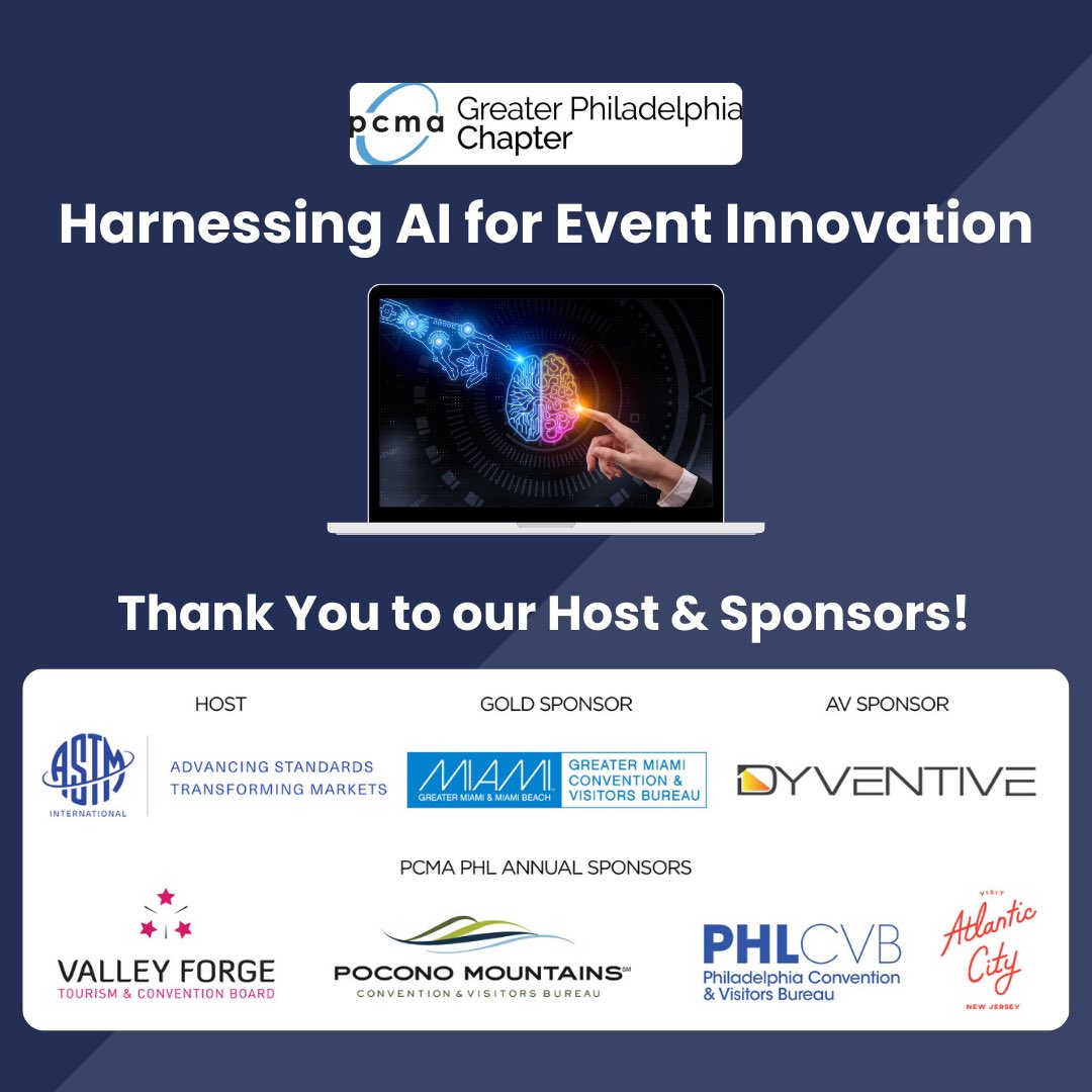 PCMAPHL's tweet photo. We can't wait to see you at tomorrow's PCMA PHL event! If you didn't register and still want to attend, on-site registration will be available. 
 
Thank you to our host and sponsors! https://t.co/yiB7VM0LvT