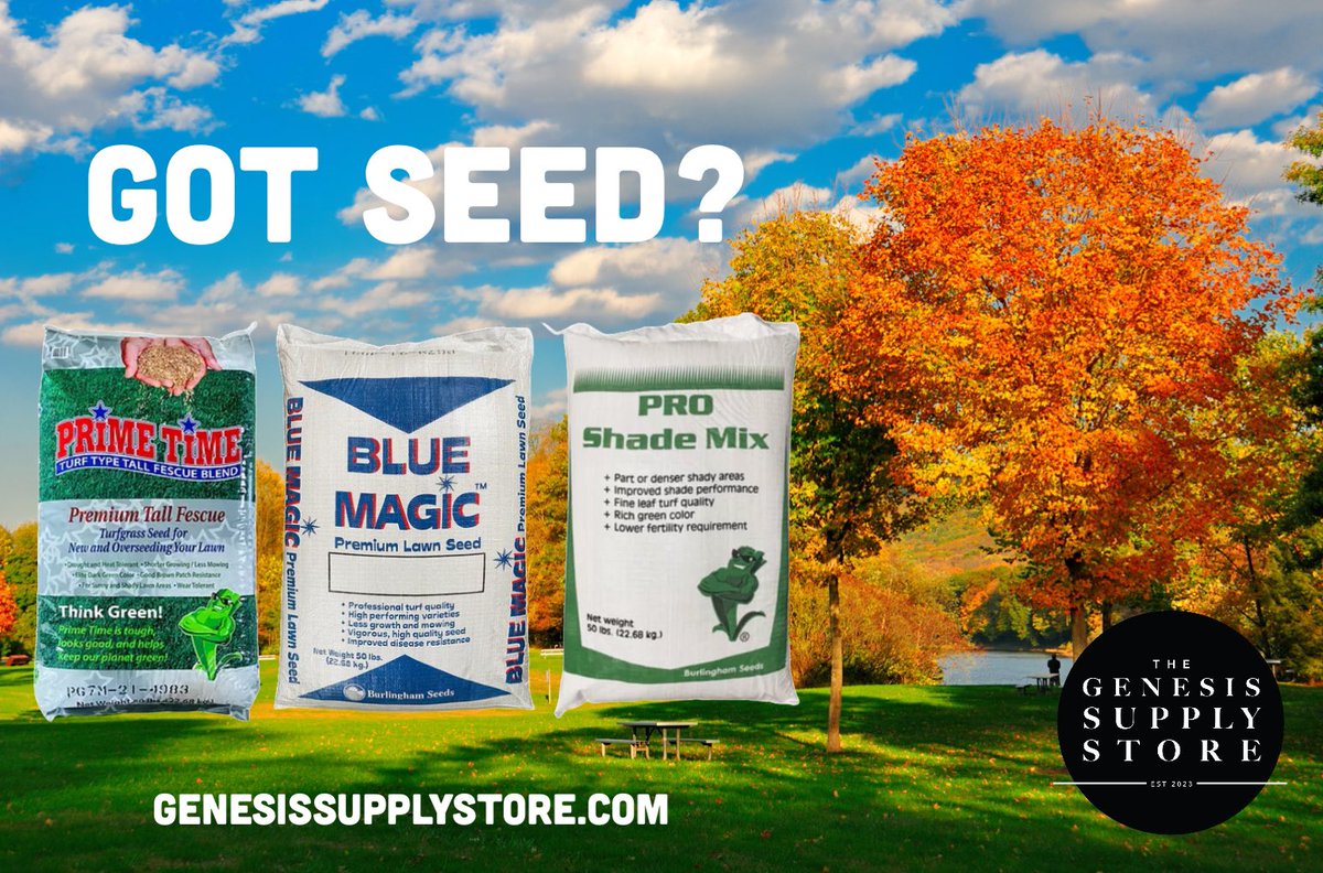Shop our online variety of Burlingham Seeds products, and secure the size and seed type that best suits your project this fall. We ship to YOU! 

genesissupplystore.com/collections/se… 

#fall #seed #spookyszn #turf #green