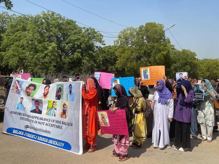 PSCollective_'s tweet photo. Nine Baloch students from the University of Karachi's various departments have been allegedly abducted by law enforcement agencies. According to reports, these students had no affiliation with any political organization.

#PSC #Karachi https://t.co/pyRrR4SZ2Q