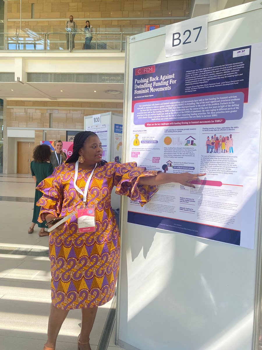 African Women's Development Fund (@awdf01) on Twitter photo At #SVRI2024, we hosted a poster presentation in partnership with <a href="/COFEM_EVAW/">We Are COFEM</a>. We engaged participants on pushing back against dwindling funding for feminist movements.
Read & engage with the poster when you spot it at the center.
#AWDFatSVRI At #SVRI2024, we hosted a poster presentation in partnership with <a href="/COFEM_EVAW/">We Are COFEM</a>. We engaged participants on pushing back against dwindling funding for feminist movements.
Read & engage with the poster when you spot it at the center.
#AWDFatSVRI