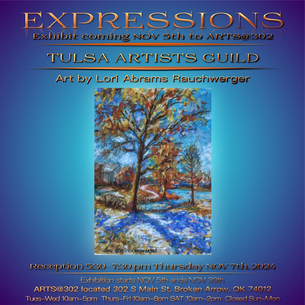 Tulsa Artists Guild’s EXPRESSIONS Exhibit is coming NOV 5th to ARTS@302 in Broken Arrow, so MARK YOUR CALENDAR! Plan to see art such as this pastel by <a href="/dogsbylori/">dogsbylori</a> along with art by 22 more TAG award-winning artists.