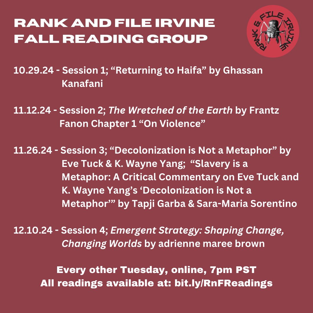We’re kicking off our fall reading group next week with Ghassan Kanafani’s “Returning to Haifa” next Tuesday at 7pm! We have four sessions planned for this quarter, all will be online, and they’ll have their own RSVP link made available when each one is announced. 💥📚❤️