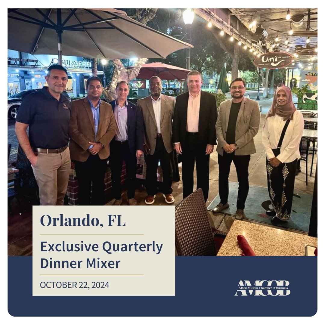 Amcob_Official's tweet photo. Had an amazing time connecting with #AMCOB members and fellow #MuslimEntrepreneurs in real estate, telecom, cybersecurity, and transportation! The energy at the halal-friendly hotel near Disney World was electric! Thanks to everyone who joined!

#BusinessNetworking https://t.co/xgy3dNsorT
