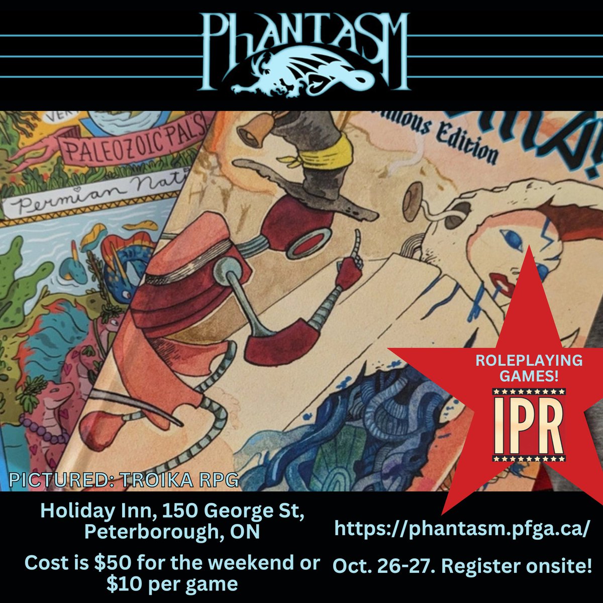 Happen Upon (@happenuponrpgs) on Twitter photo Join us at Phantasm in Peterborough this weekend!
Be sure to check our our Troika line - the newest addition to our booth.
phantasm.pfga.ca
<a href="/IPRTweets/">Indie Press Revolution</a>
TROIKA! is a science-fantasy rpg where you and your cosmopolitan group of travellers explore the ends of the multiverse. Join us at Phantasm in Peterborough this weekend!
Be sure to check our our Troika line - the newest addition to our booth.
phantasm.pfga.ca
<a href="/IPRTweets/">Indie Press Revolution</a>
TROIKA! is a science-fantasy rpg where you and your cosmopolitan group of travellers explore the ends of the multiverse.