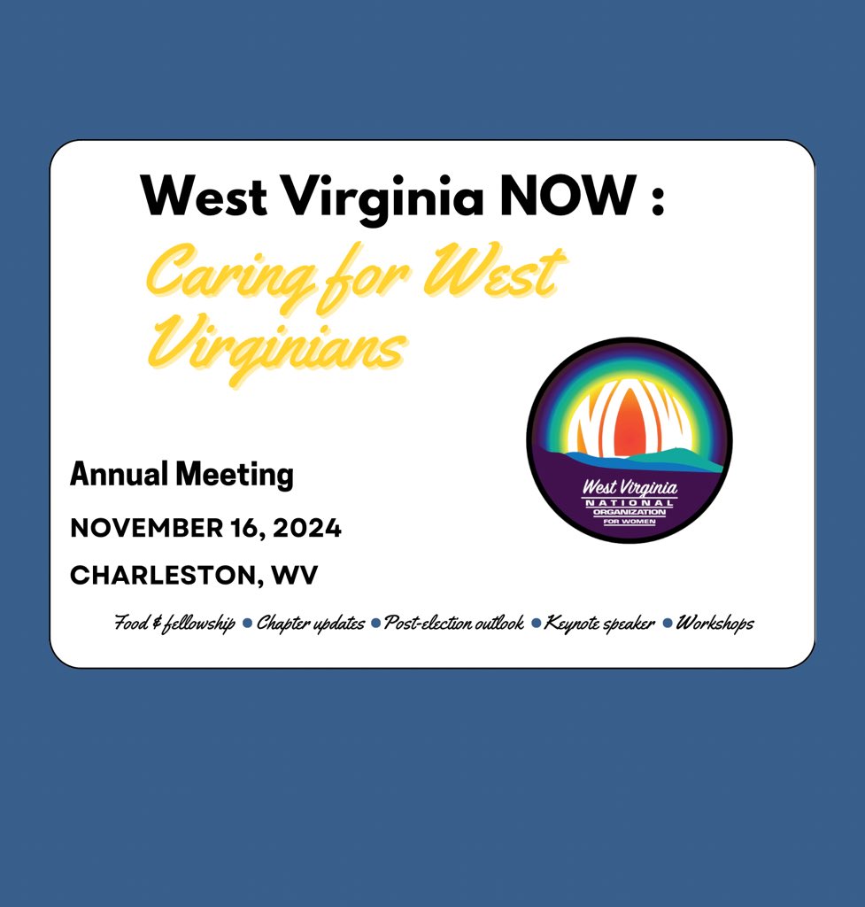 Are you a feminist in WV?!? Come join our annual meeting in Charleston on Nov 16 for camaraderie and some great speakers!

register at: 
docs.google.com/forms/d/e/1FAI…