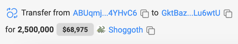 OmniTri_OC's tweet photo. And what did he do next?
Did he sell? 

No, our friend chose to transfer part of his bag to a blank wallet : 
2 500 000 $Shoggoth (~15%) 
($125 000 ATH / $68 975 ATM)

𝘁𝘅:
2atY6XGWkXfnBGaX5VL9oPbKfKpDEZoVLS4Y5rLob48yrafb3e67EPR5iiEhF6jNmxxgU4CwuJV7GjTiahVkwdDe https://t.co/hK39nRIGIq