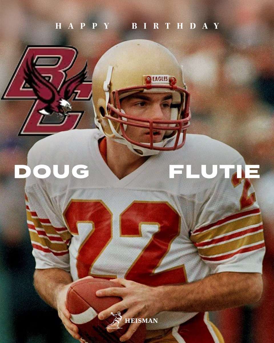 HeismanTrophy's tweet photo. Happy Birthday to @BCFootball Eagle and 1984 Heisman Trophy winner, @DougFlutie!​

#Heisman #MoreThanATrophy https://t.co/yrSKw0K0fr