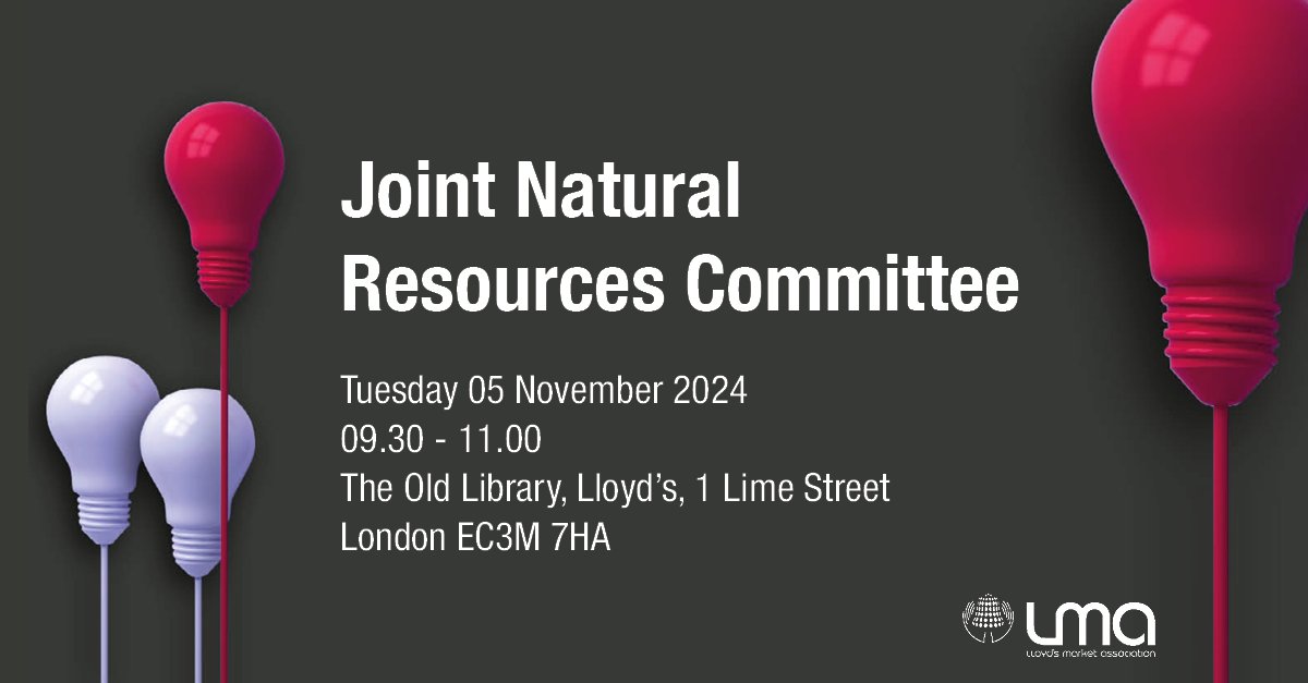 The LMA’s Joint Natural Resources Committee would like to invite you to its annual forum on 05 November 2024.

Delegates will hear from members of the JNRC and associate committees.

Full LMA and IUA members can sign up here: lnkd.in/eYfKJjM8

#JNRC #LMA #IUA
