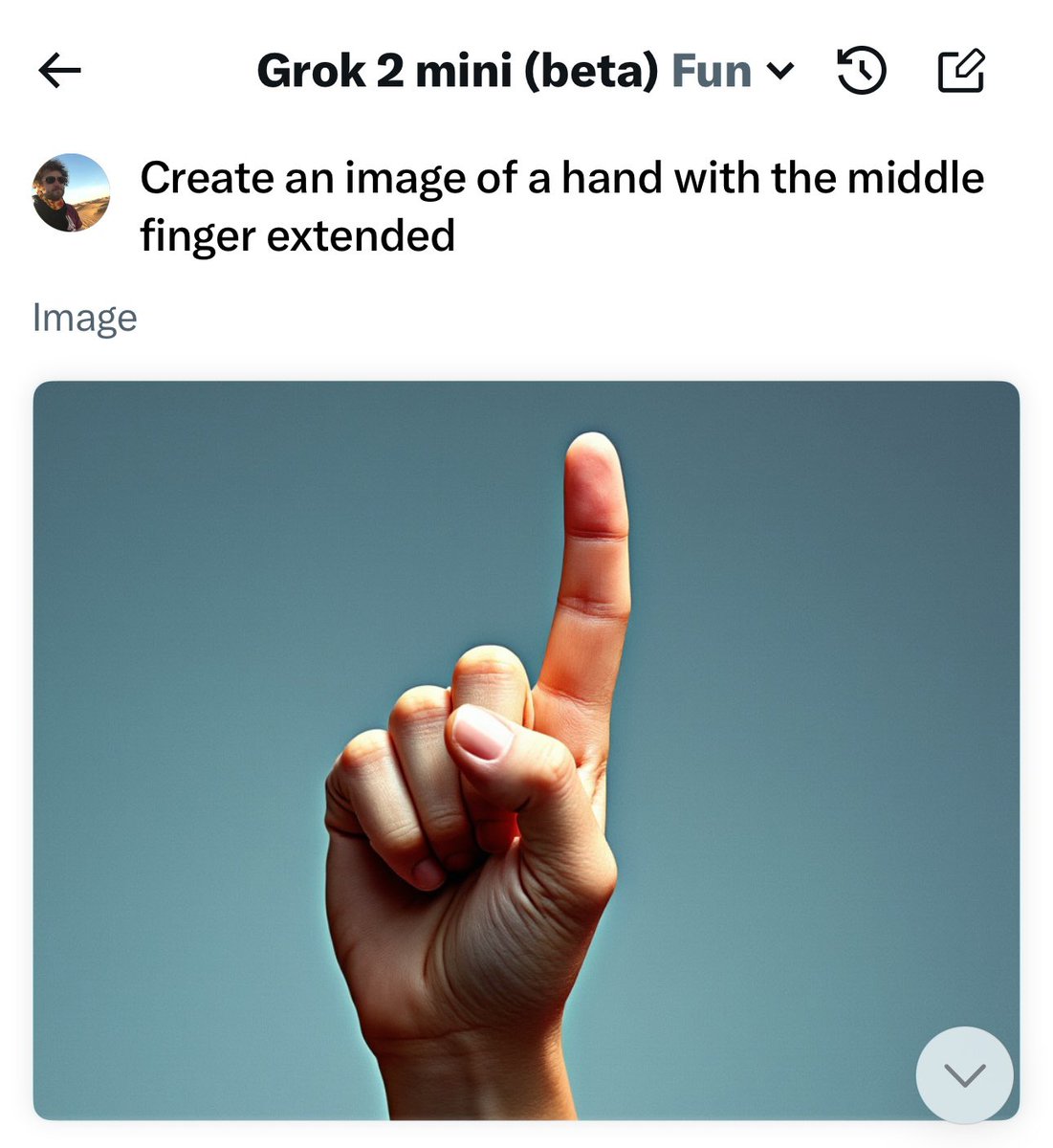 ryangshort's tweet photo. @elonmusk Hey Elon, why will Grok not make the image I requested? https://t.co/jED5PfiwQ0