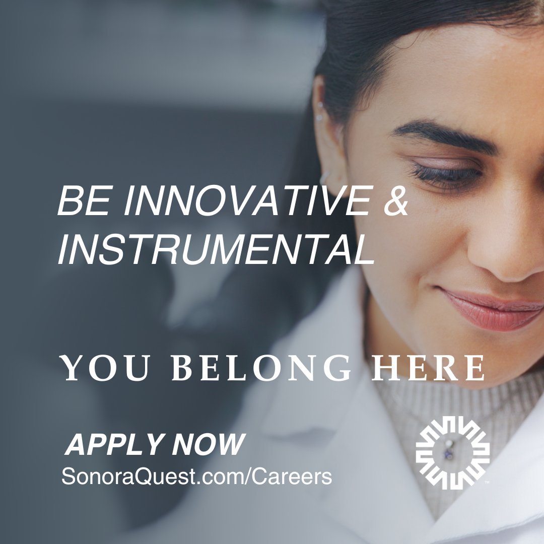 Sonora Quest Laboratories (@sonoraquestlabs) on Twitter photo At Sonora Quest, you’ll feel like you’re in the right place doing great work on behalf of a healthy community. Grow your career here and see how gratifying and satisfying it can be knowing daily that you don’t just work for our company – you belong here. sonoraquest.com/careers. At Sonora Quest, you’ll feel like you’re in the right place doing great work on behalf of a healthy community. Grow your career here and see how gratifying and satisfying it can be knowing daily that you don’t just work for our company – you belong here. sonoraquest.com/careers.