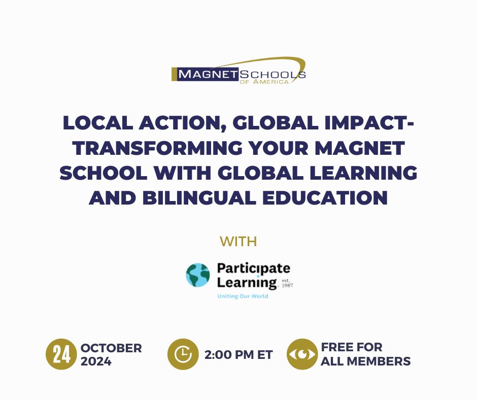 ParticipateLrng's tweet photo. 🌍 Looking to transform your school with a globally-focused approach? Join @FreebirdsShire and @misssolesbee tomorrow, Oct 24th at 2 p.m., and explore how global learning and bilingual education can elevate your school or district. Don’t miss this @MagnetSchlsMSA webinar! Register now: https://t.co/S6UOTVUVJr #GlobalLeaders #UnitingOurWorld