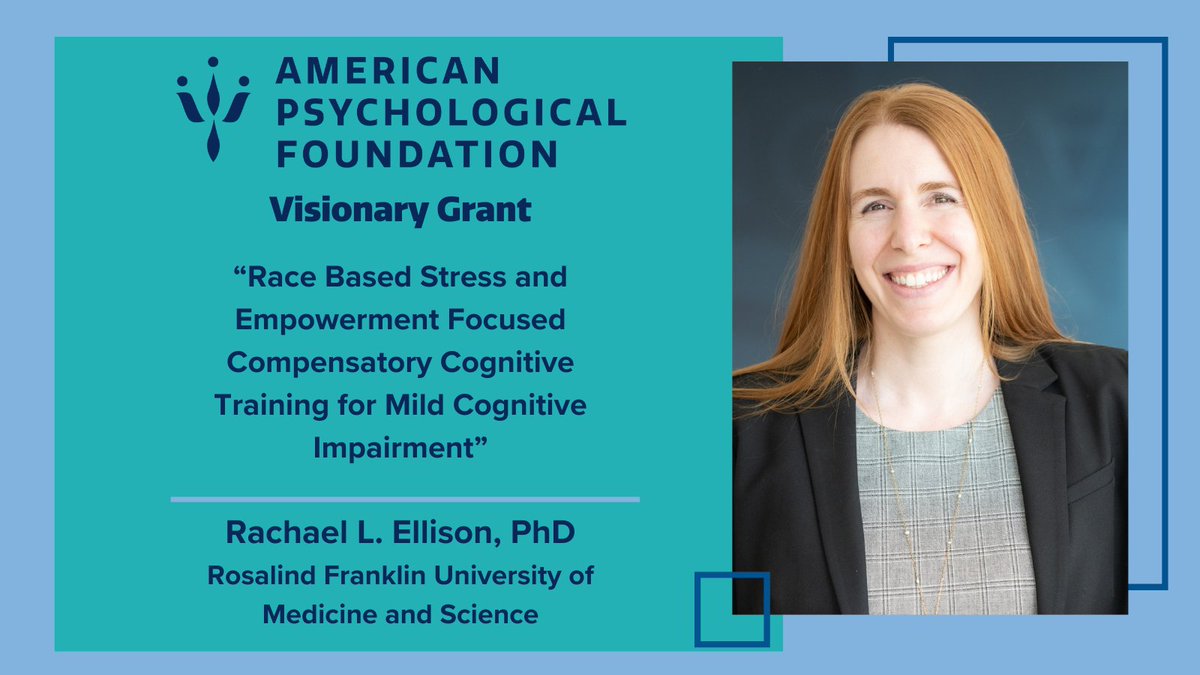 American Psychological Foundation (@ampsychfdn) on Twitter photo A huge congratulations to <a href="/DrEllison16/">Rachael Ellison, PhD</a> of <a href="/RFUniversity/">Rosalind Franklin U</a> on receiving a 2024 Visionary Grant!β¨
In Dr. Ellison's words, "funding from APF will be instrumental in the opportunity to launch one of my first larger intervention studies as PI." We're thrilled to support this project!π A huge congratulations to <a href="/DrEllison16/">Rachael Ellison, PhD</a> of <a href="/RFUniversity/">Rosalind Franklin U</a> on receiving a 2024 Visionary Grant!β¨
In Dr. Ellison's words, "funding from APF will be instrumental in the opportunity to launch one of my first larger intervention studies as PI." We're thrilled to support this project!π
