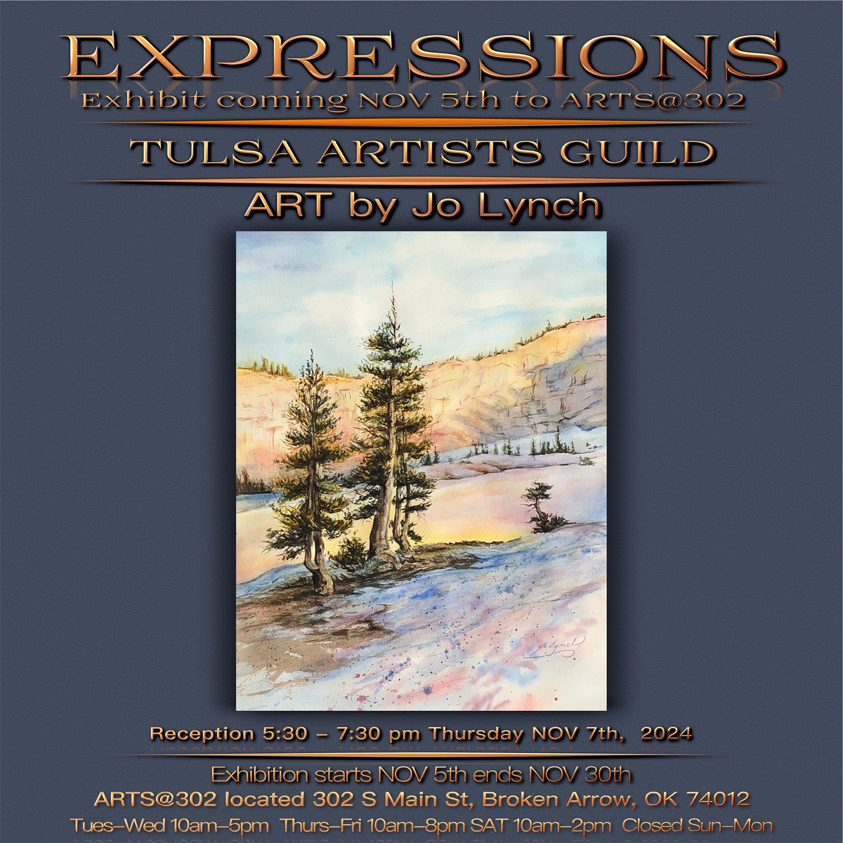 Get Ready! TAG’s EXPRESSIONS Exhibit is coming NOV 5th to ARTS@302 in Broken Arrow just in time for holiday gift buying season! Many sculptures &amp; beautiful paintings by 23 TAG artists like this 1 by Jo Lynch will be on exhibit &amp; available for sale. #fineart