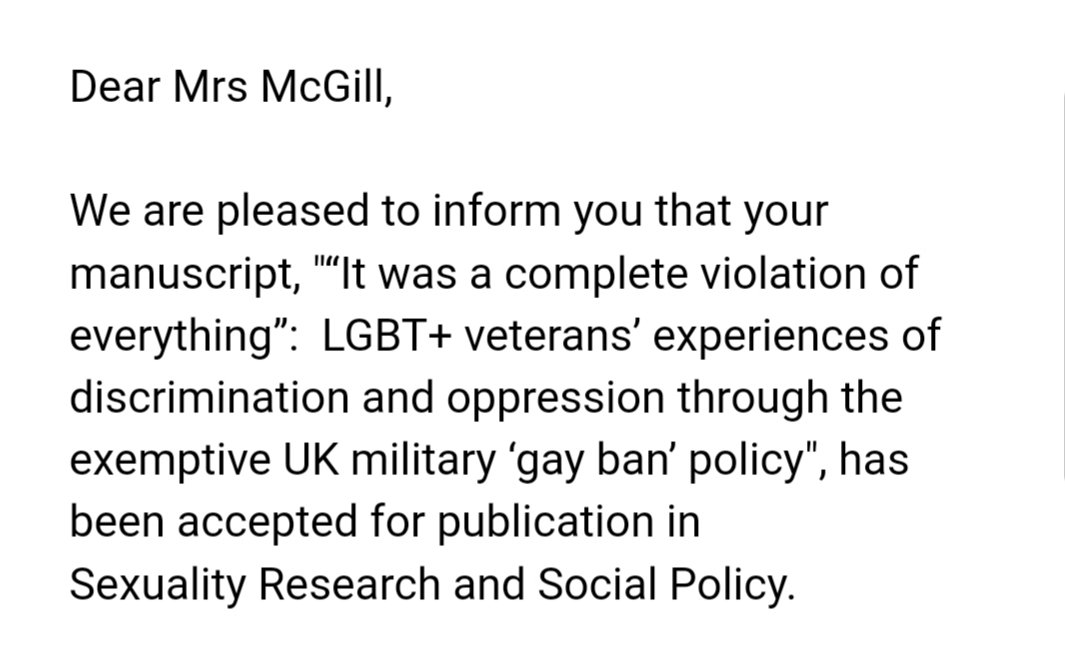 Dr Gill McGill (@gillmcgill2) on Twitter photo Delighted our second paper from "Lost and Found" study has been accepted for publication. Reviewers comments were incredible. Continuing to amplify the voices of LGBT+ veterans who took part in the research <a href="/AlisonKOsborne/">Dr Alison Osborne</a> <a href="/SAllen_psy/">Shannon Allen</a> <a href="/fightingwpride/">Fighting With Pride</a> Delighted our second paper from "Lost and Found" study has been accepted for publication. Reviewers comments were incredible. Continuing to amplify the voices of LGBT+ veterans who took part in the research <a href="/AlisonKOsborne/">Dr Alison Osborne</a> <a href="/SAllen_psy/">Shannon Allen</a> <a href="/fightingwpride/">Fighting With Pride</a>