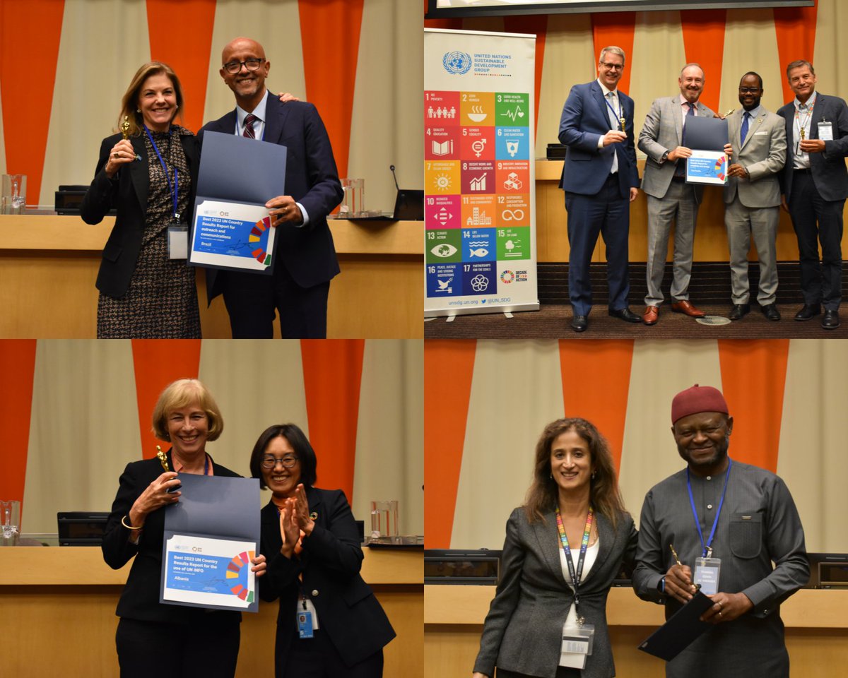 UN_SDG's tweet photo. Our @UN Coordinators gathered with @antonioguterres &amp; @AminaJMohammed, recommitting to the vision of #OurCommonFuture &amp; #GlobalGoals progress.

👉Learn more and check out the winners of our 2024 awards 🏆 for championing inclusion &amp; communicating impact: https://t.co/R4eJP2R2lZ https://t.co/oDWrf02HzE