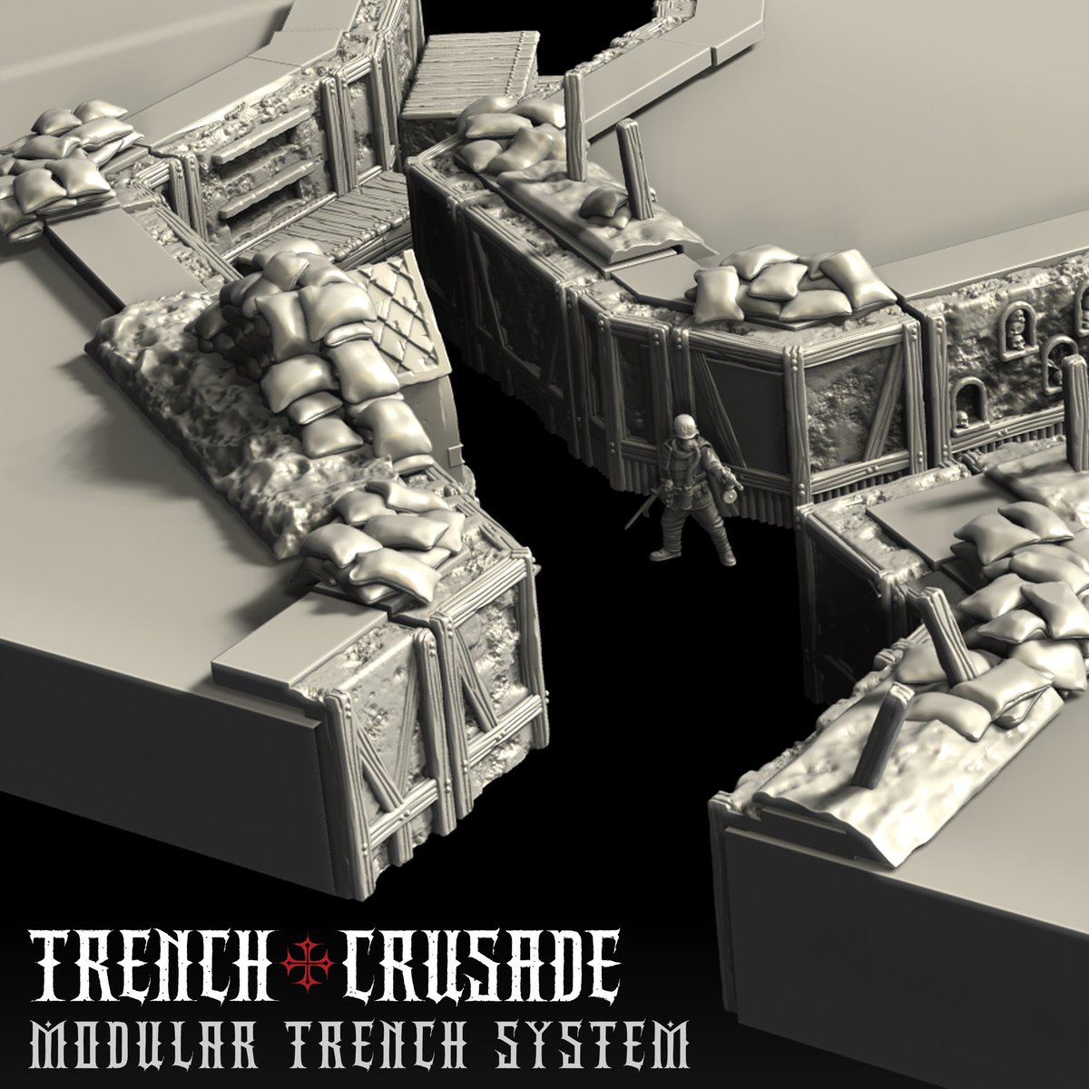 TrenchCrusade's tweet photo. We are proud to reveal the amazing modular trench terrain system by the amazing Marco Chitarrini! It will be available on our Kickstarter on 29th of October, just 6 days away. https://t.co/VAsxeMWVb7