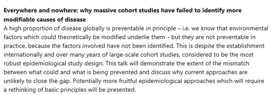 george davey smith (@mendel_random) on Twitter photo “Everywhere and Nowhere: Why massive cohort studies have failed to identify more modifiable causes of disease”- in person & online talk <a href="/UCLHealthPublic/">UCL Health of the Public</a> 21st Nov 5pm, registration below. Suggestions for turning this situation around will be discussed
forms.office.com/e/g2LQpSrt66. “Everywhere and Nowhere: Why massive cohort studies have failed to identify more modifiable causes of disease”- in person & online talk <a href="/UCLHealthPublic/">UCL Health of the Public</a> 21st Nov 5pm, registration below. Suggestions for turning this situation around will be discussed
forms.office.com/e/g2LQpSrt66.