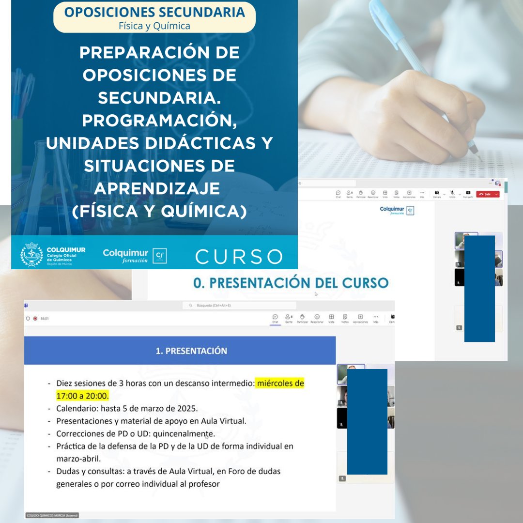 COLQUIMUR's tweet image. Preparación de oposiciones de secundaria. Programación unidades didácticas y situaciones de aprendizaje (física y química) 📝
as clases son en straming y quedan grabadas, así que estas a tiempo de matricularte y prepárate.
📌 lc.cx/RFdr1C
#Colquimur #colquimurformación