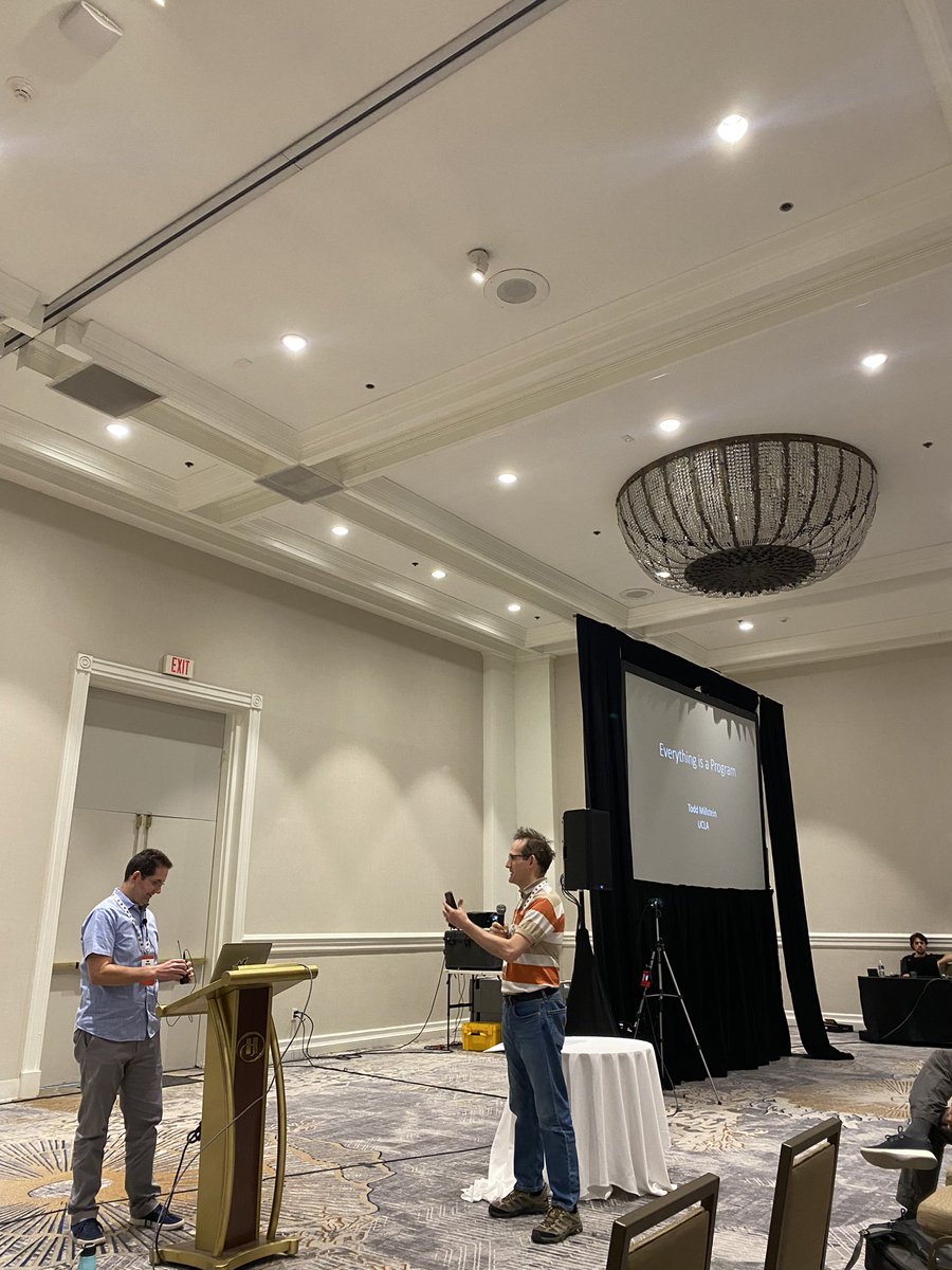 Julien Vanegue (@jvanegue) on Twitter photo Todd Millstein from UCLA is kicking off <a href="/splashcon/">SPLASH Conference</a> #oopsla “Everything is a program” Todd Millstein from UCLA is kicking off <a href="/splashcon/">SPLASH Conference</a> #oopsla “Everything is a program”