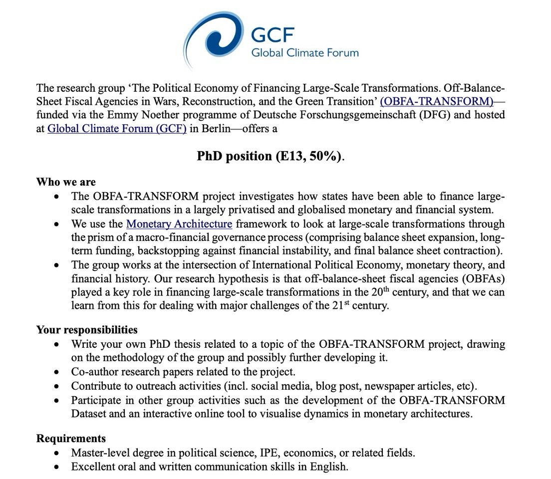 🚨 Job alert 🚨

We are looking for a highly motivated PhD researcher who would like to join our group in central Berlin from April 2025 to work on the OBFA-TRANSFORM project (obfa-transform.eu)

See job ad below (deadline 15 Dec 2024) 👇 

Full ad: rb.gy/ihwsuy