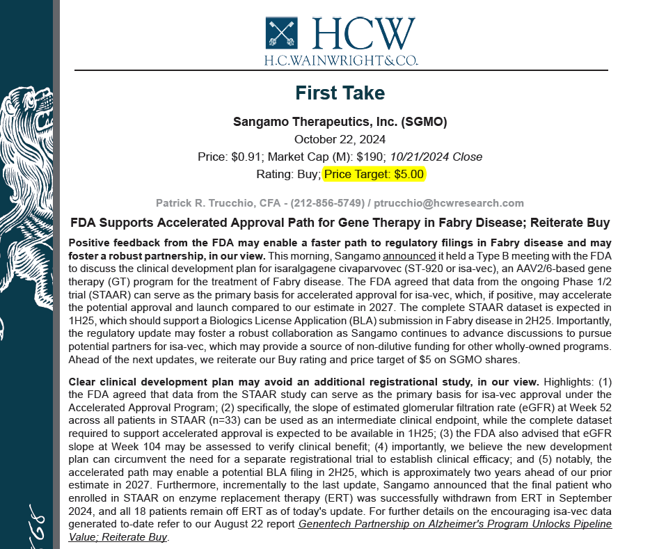 BiotechAnalysst's tweet photo. HCW $SGMO PT $5 https://t.co/ot9TMGyt7s