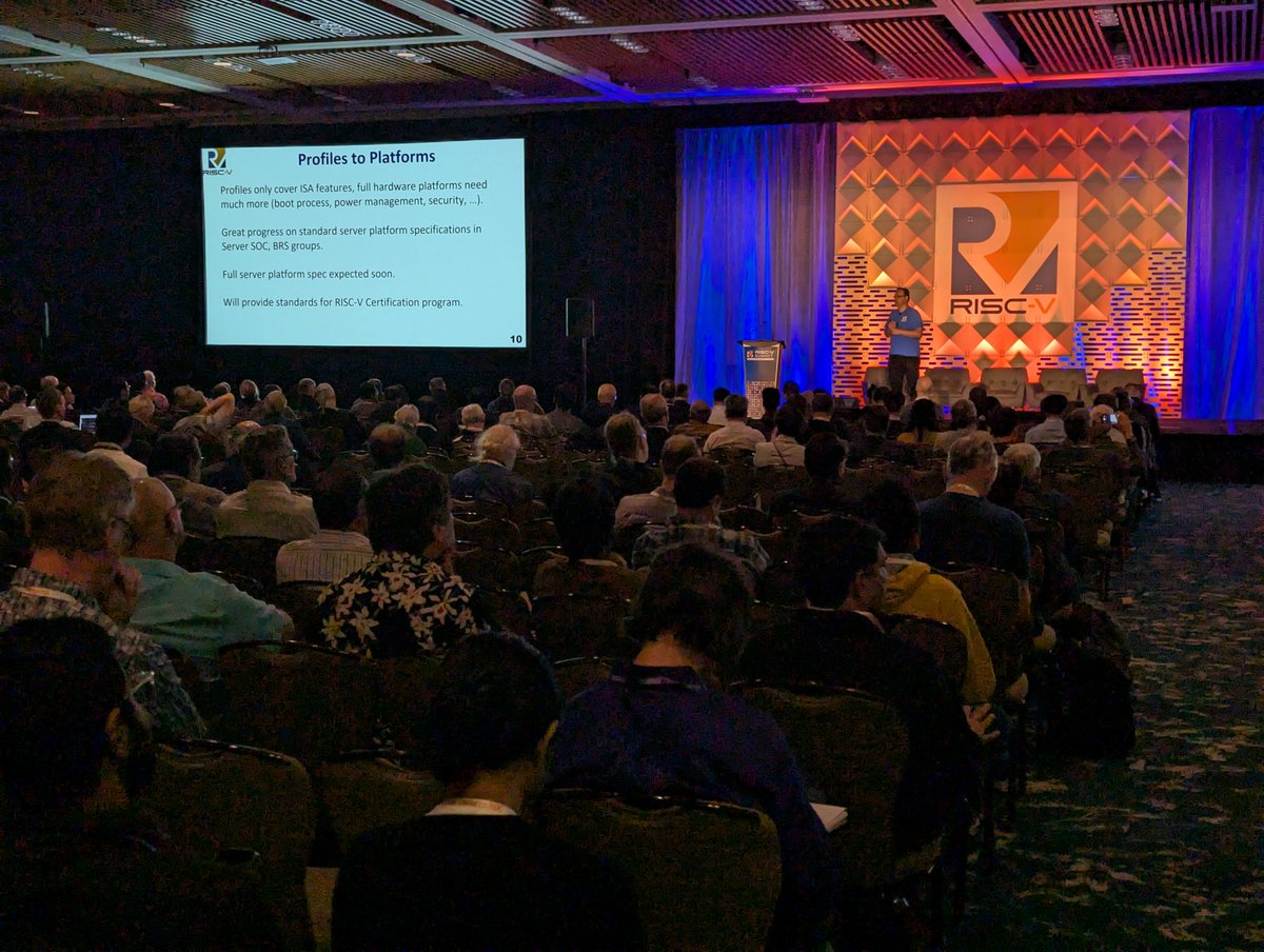 FlorianWoh's tweet image. RVA23 is released and we will find tune it in future.

Be aware we have RVB23 which is more for custom Cores to ensure still some compatibility 

Also the certification platform is coming, work is starting now (#OpenHW is working on it too)
#riscvsummit