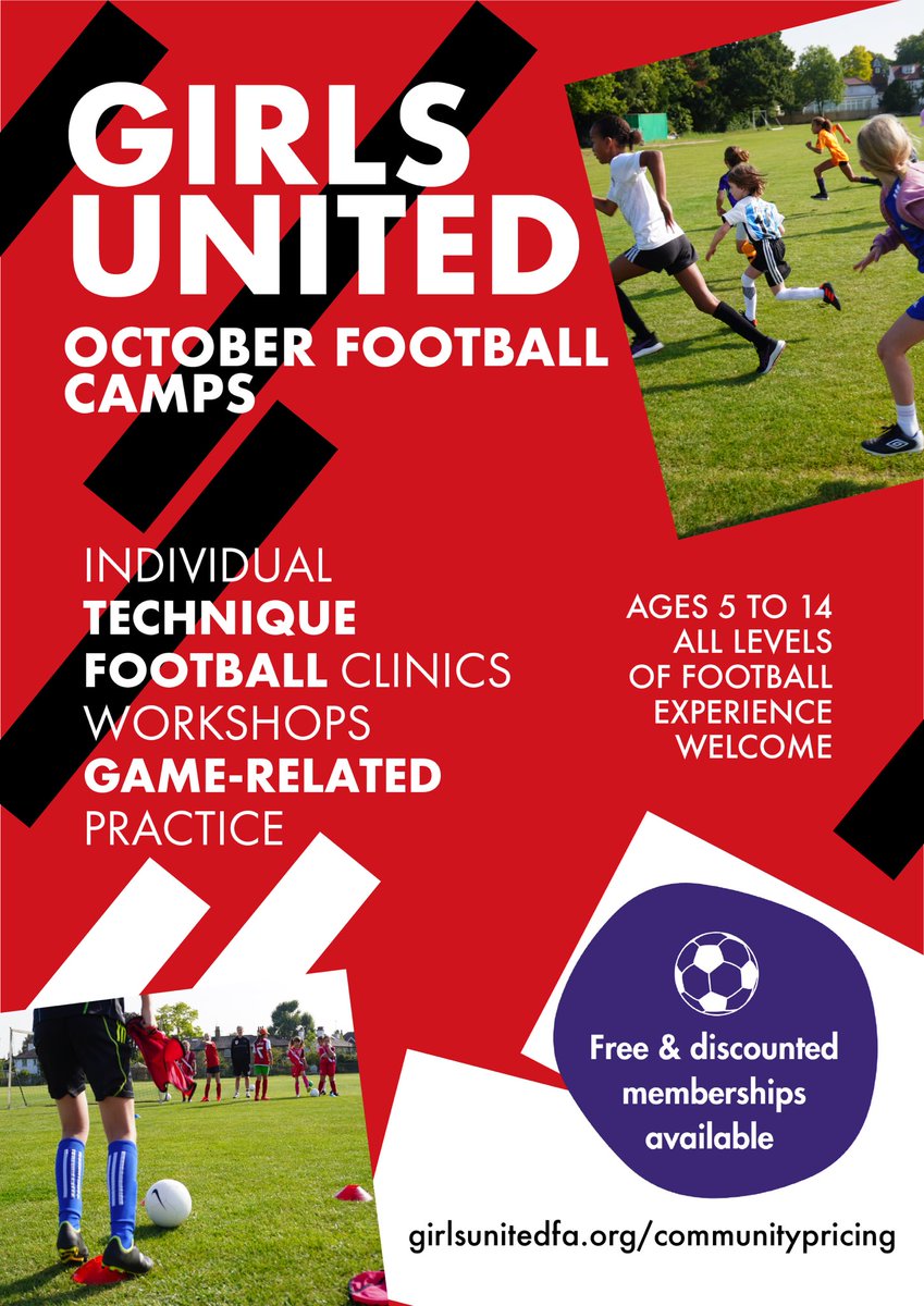 October Football Camps are NEXT WEEK💥🏟️⚽️ 
Learn more and book at girlsunitedfa.org/londoncamps