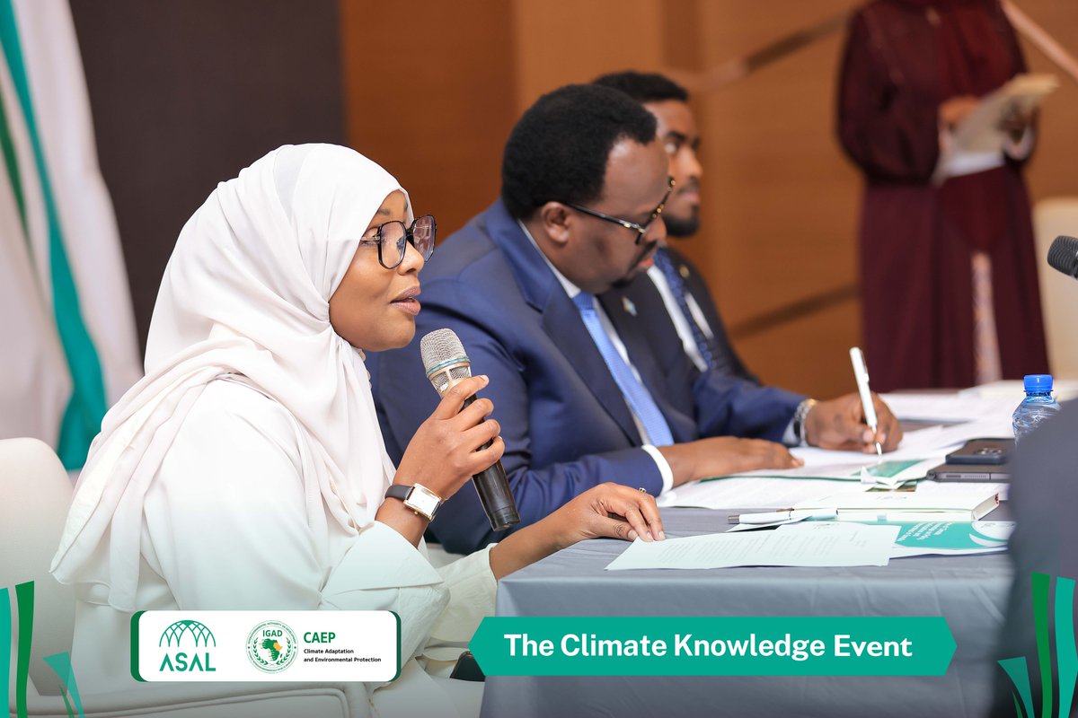 IGAD_CAEP's tweet photo. "Climate change threatens our well-being. We must act decisively, and put local knowledge at the center," noted Rahma Ahmed, COO of @asal_consulting #Climateknowledge #ClimateAdaptation https://t.co/TaZL9fog7A