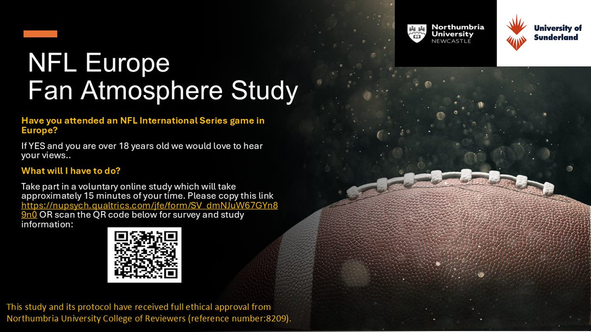 Melissa F (@melissafoth7) on Twitter photo Calling all NFL Fans who attended recent/previous London Games at Tottenham and Wembley - how was the game atmosphere? We would love your views for our study! Could you Please RT <a href="/CecilMartin1/">D. Cecil Martin</a> #UKNFL #NFL
nupsych.qualtrics.com/jfe/form/SV_dm… Calling all NFL Fans who attended recent/previous London Games at Tottenham and Wembley - how was the game atmosphere? We would love your views for our study! Could you Please RT <a href="/CecilMartin1/">D. Cecil Martin</a> #UKNFL #NFL
nupsych.qualtrics.com/jfe/form/SV_dm…