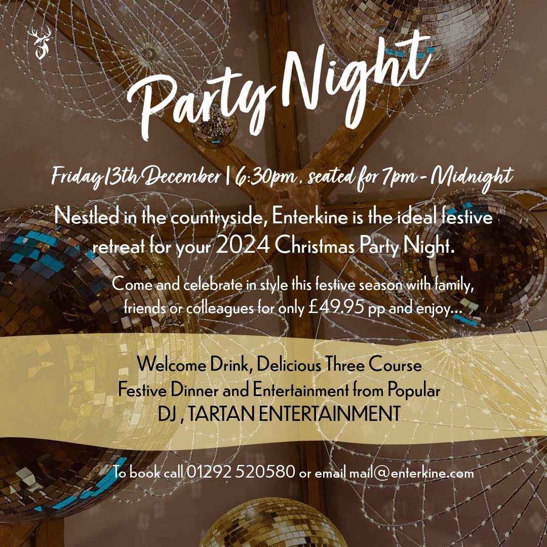 Still not managed to arrange the Christmas party night? Don’t worry, we’ve been expecting you. 😉🎉🍾

Limited availability remaining for our only party night on Friday 13th Dec.

See image for more information…⬇️

#WeDoChristmas | 🪩🎉🎄