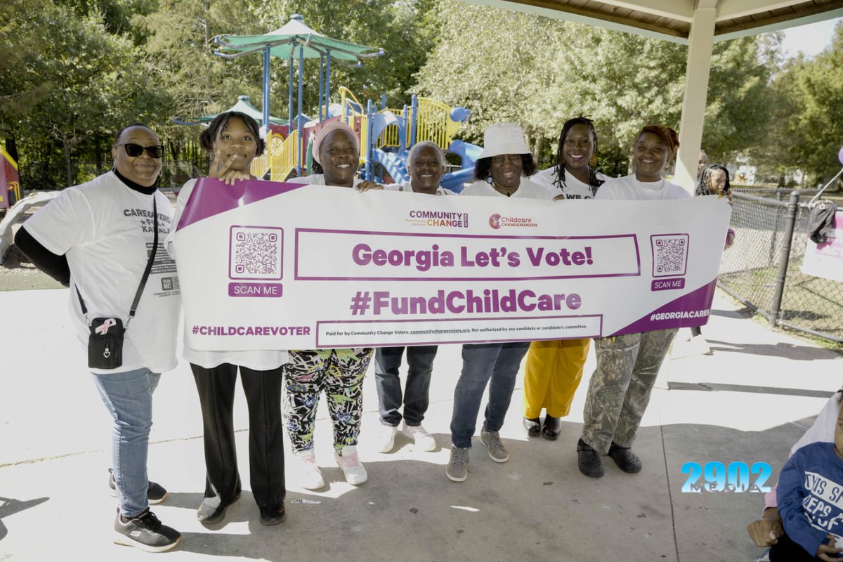 CommChangeAct's tweet photo. Exciting day in Lawrenceville, GA! We joined forces with our #ChildcareChangemakers, Claudia Benjamin, Caroline Fulpher, &amp; Paquita Few for a "Let's Vote" event. Together, we connected with new parents and shared our vision for a brighter future.#wecarewevote #GeorgiaCares https://t.co/harIwKEOh0