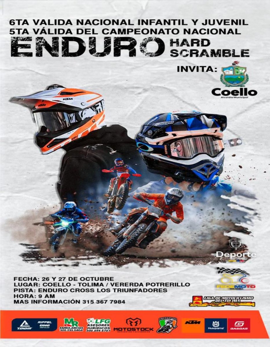 El departamento del Tolima acoge el Campeonato Nacional de Enduro y los mejores exponentes de la modalidad van a darse cita para continuar sumando puntos y conocer a los nuevos campeones de la temporada 2024.

#Fedemoto2024 l #SoyMotociclista
#PactoPorElDeporte