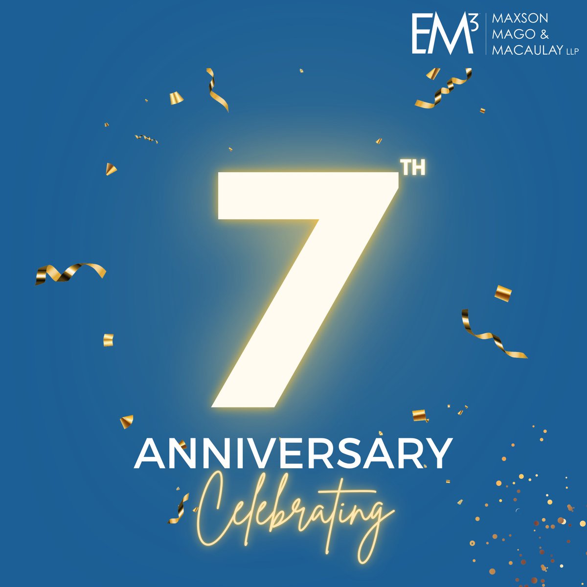EM3Law's tweet photo. EM3 Law is celebrating 7 years! Since 2017, we’ve provided tailored, innovative legal solutions for clients from Fortune 500s to entrepreneurs. Grateful for our team, clients, and partners—here’s to the next chapter! #EM3Law #7Years #LegalInnovation #ClientSuccess #Anniversary https://t.co/M6CUzAWenO