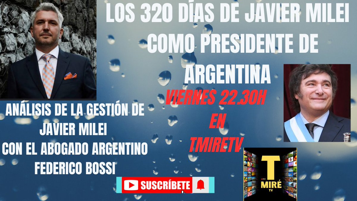 Este próximo viernes nos visita <a href="/federicobossi/">Federico Bossi</a> con quién <a href="/mbarbancho22/">María Barbancho</a> hará un balance de las políticas de <a href="/JMilei/">Javier Milei</a> desde su llegada a la presidencia de #Argentina 
No os lo podéis perder