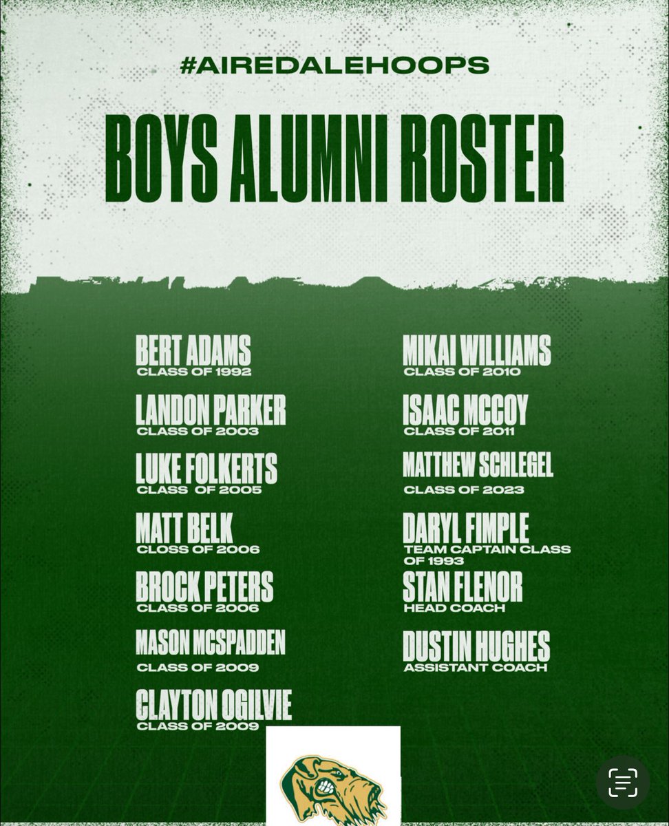 🚨 Boys Alumni Roster Just Dropped!!! Come help us Kick off our 24-25 Basketball Season on Nov 2nd in Crabtree 🔥🔥 Special S/O to <a href="/Alpha_Select_/">Alpha Select Club Teams</a> for helping us bring this Event to you!! #airedalehoops🏀💪🏾