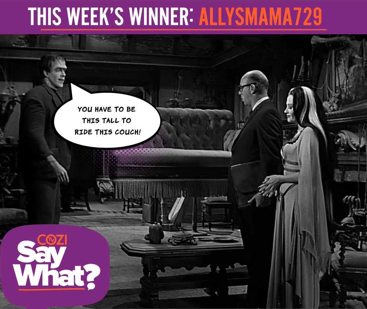 Variations on "have a seat" and "take a seat" and references to Richard Deacon's other roles were all fun but for this week's #COZISayWHAT this quip towered over the others, so to speak. Congratulations to Instagram follower ALLYSMAMA729, winner of a COZI TV LILY WALLET.