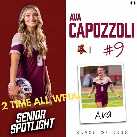 CapozzoliMark's tweet photo. Congratulations Ava for being a 2x All WPIAL player!!! https://t.co/l2iCghvzUL