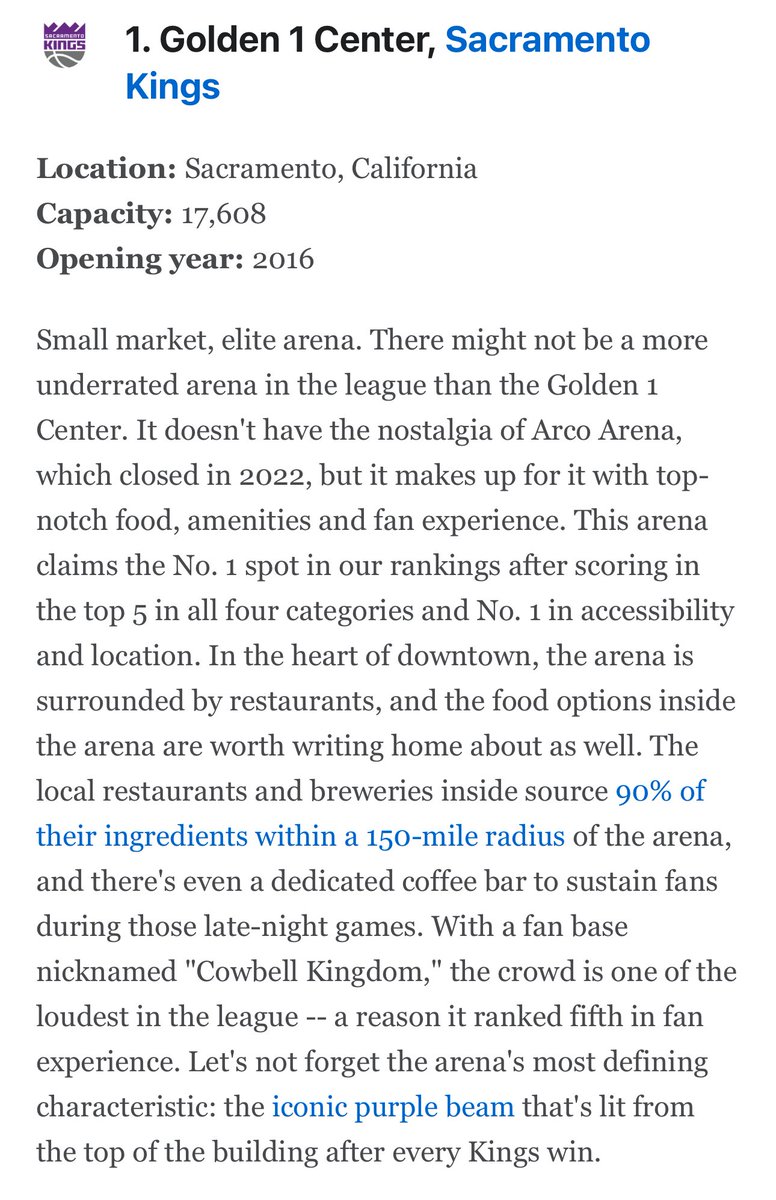 ESPN has ranked G1C as the best arena in the NBA.