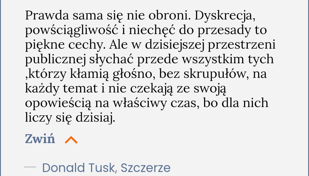 CHARZYNSKIKAROL's tweet photo. Prawda nie obroni się sama -@donaldtusk Szczerze @Agora_SA ciąg dalszy cytatu na obrazku. W erze #postprawda & #dezinformacja prawda przegrywa. Co zrobić pyta @Skalinskalin https://t.co/83vgz0G4Rb