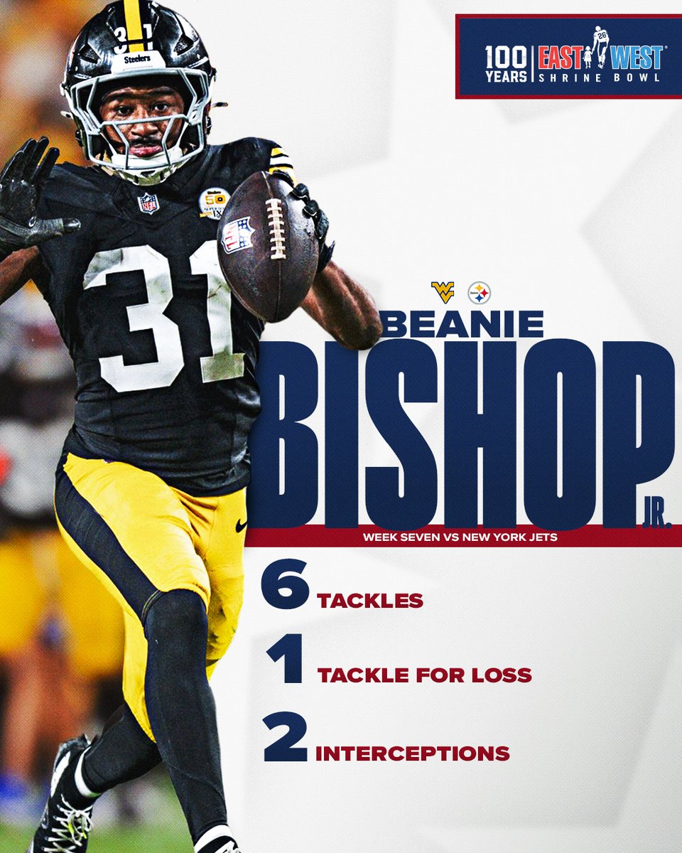 East-West Shrine Bowl (@shrinebowl) on Twitter photo Beanie Bishop Jr. (<a href="/_sbx2/">Beanie Bishop</a>) showed out Sunday night in Pittsburgh! ๐ฅ
#ShrineBowlPRO | #HereWeGo Beanie Bishop Jr. (<a href="/_sbx2/">Beanie Bishop</a>) showed out Sunday night in Pittsburgh! ๐ฅ
#ShrineBowlPRO | #HereWeGo
