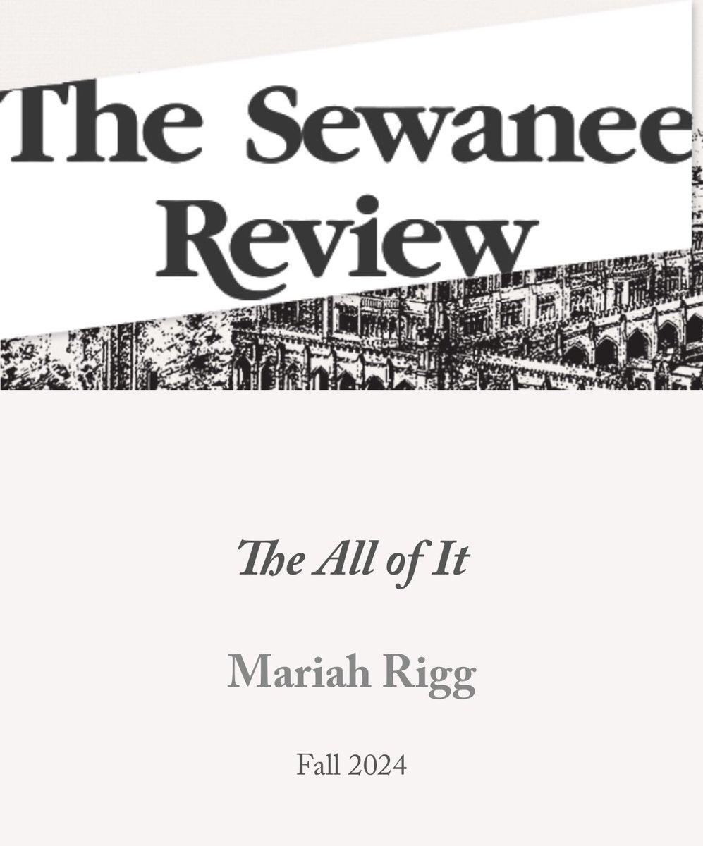 today i have a new story from my forthcoming collection up for the fall issue of <a href="/sewaneereview/">The Sewanee Review</a> !! i started “the all of it” in the fall of 2020 &amp; didn’t realize then that what i was writing was domestic horror, but…i hope you like it! thesewaneereview.com/articles/all-o…