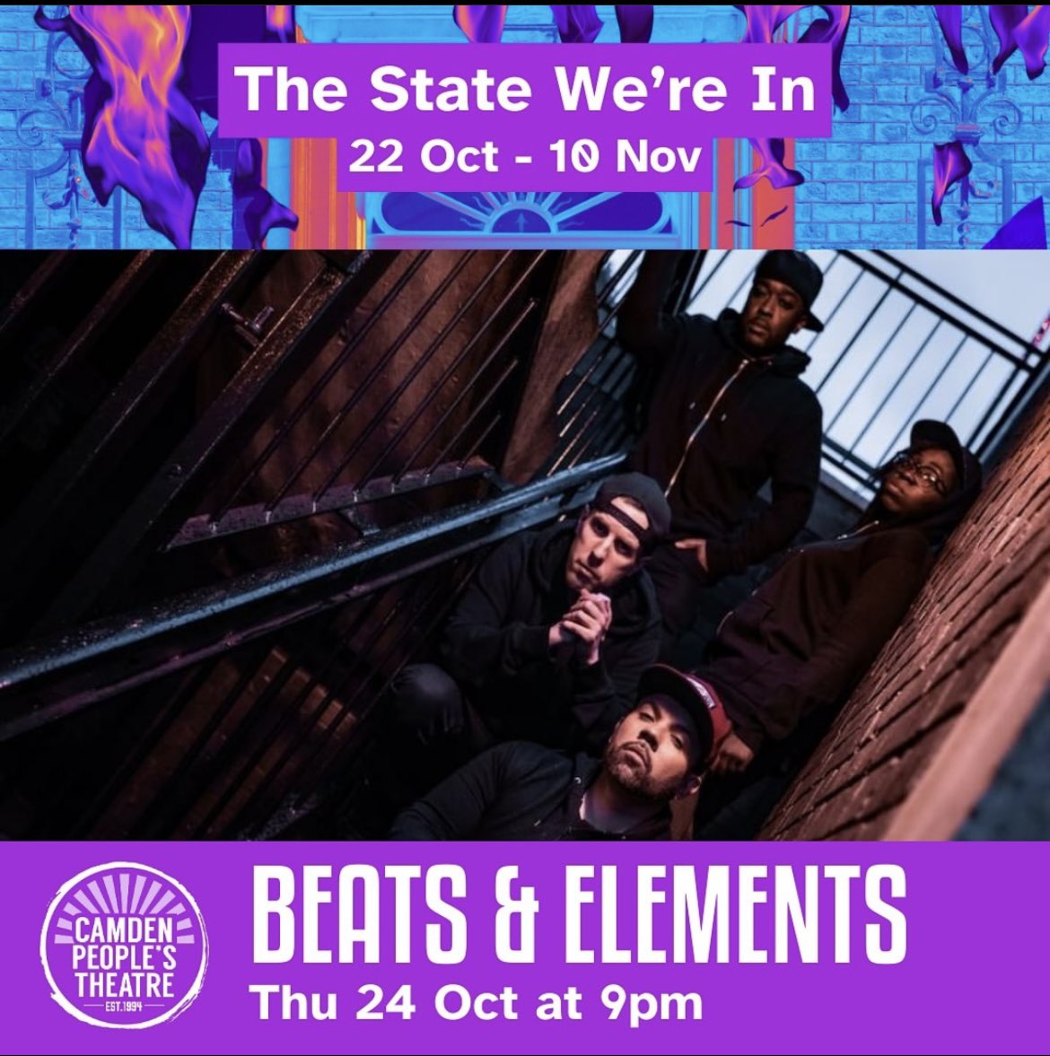 Come out and watch myself, <a href="/rODIUMrECORDS/">Conrad_Murray</a> <a href="/PaulCree/">Paul Cree</a> <a href="/LLynchStevens/">Lakeisha Lynch-Stevens</a> at the <a href="/CamdenPT/">Camden People's Theatre</a> for the <a href="/BeatsElements/">Beats & Elements</a> 10 Anniversary Kinda Not Really Show as we’re performing scenes 
from [No Milk For The Foxes] &amp; 
[High Rise Estate of Mind] +more

cptheatre.co.uk/whatson/Beats-…